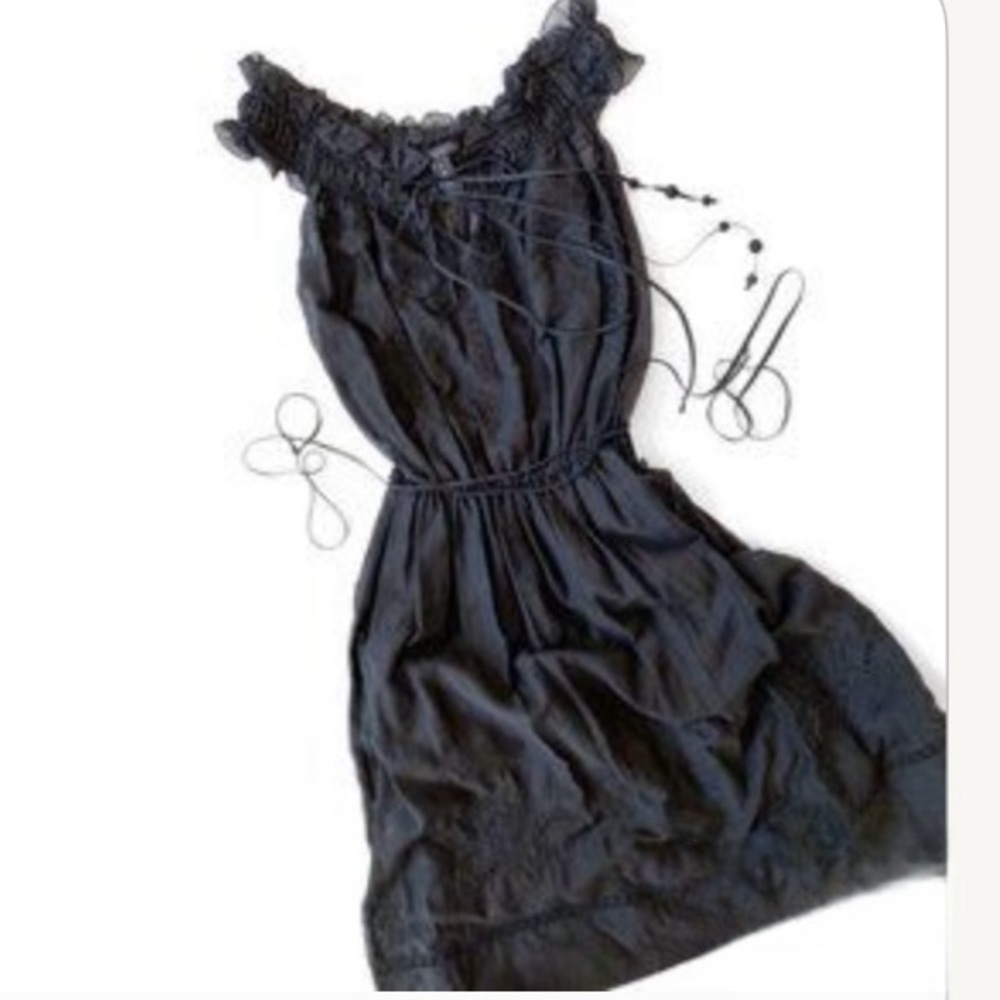 Robert Rodriguez STUNNING!! Black Silk Sleeveless Peasant Midi Dress 8